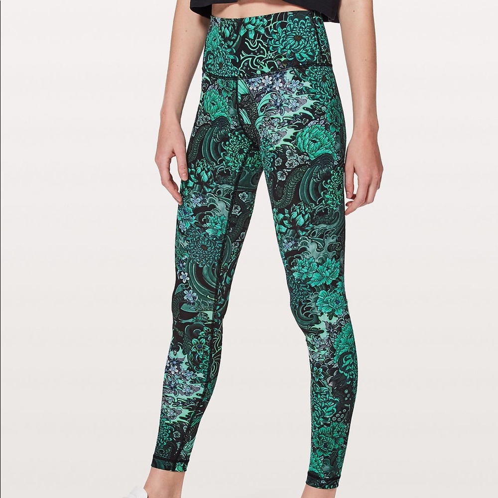 lululemon athletica Green Patterned Leggings